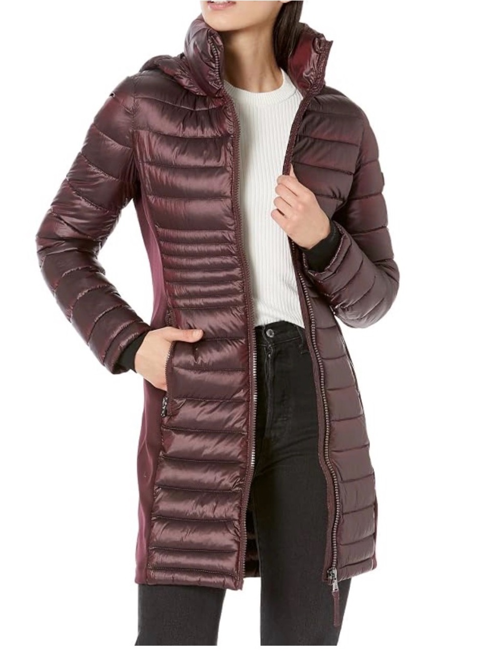 NEW Calvin Klein Scuba Side Lightweight Longline Puffer Coat Size Large